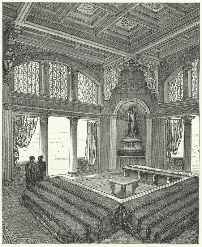 Triclinium, formell spisestue i en romersk bygning av Eugene Emmanuel after Viollet le Duc