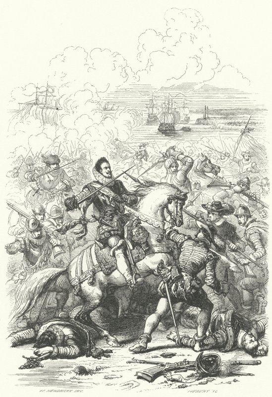 Erkehertug Albert VII av Østerrike, guvernør i de spanske Nederlandene, i slaget ved Nieuwpoort, 1600 av European School