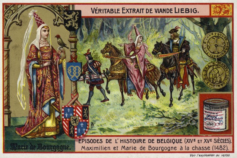 Maria av Burgund og mannen hennes, erkehertug Maximilian av Østerrike, jakt, 1482 av European School