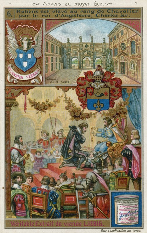 Peter Paul Rubens mottok et ridderskap fra kong Charles I av England, 1630 av European School
