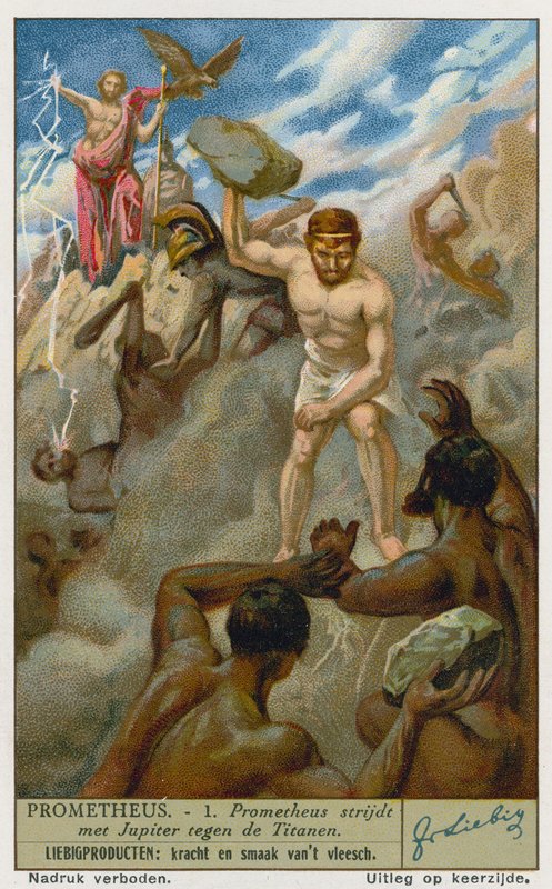 Prometheus og Zeus (Jupiter) kjemper mot titanene av European School