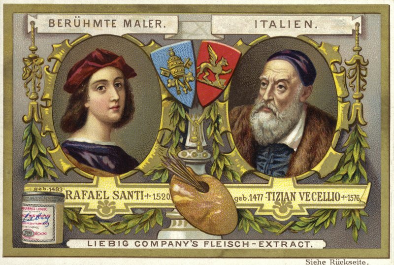 Raphael og Titian, italienske artister av European School