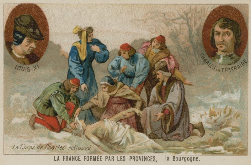 Gjenoppretting av liket av Karl den dristige, hertugen av Burgund, etter slaget ved Nancy, 1477 av European School