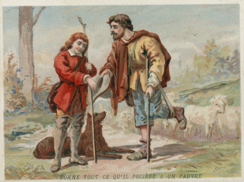 St Vincent de Paul som barn, og ga alle pengene sine til en fattig mann av European School
