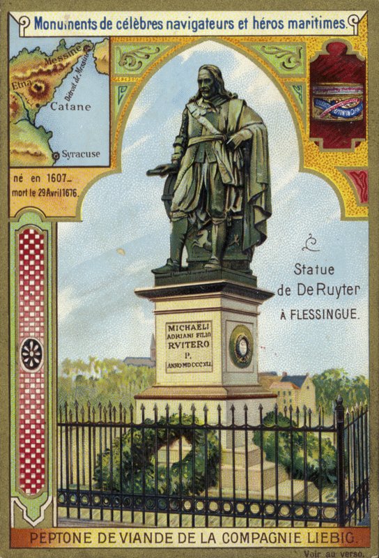 Statue av Michiel de Ruyter, nederlandsk admiral, Flushing, Nederland av European School