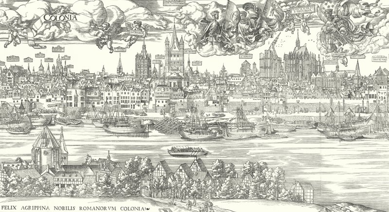 Utsikt over livet ved elven Rhinen i Köln, 1531 av European School