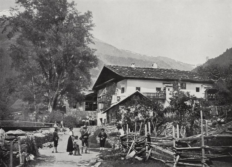 Sandwirt, Sandhof, i Passeier-dalen, Andreas Hofers fødested (s/hvitt-bilde) av European Photographer