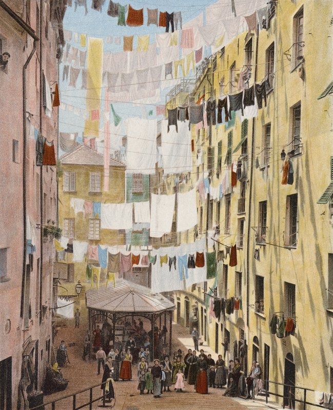 Gate i det gamle kvarteret i Genova, Italia (farget bilde) av European Photographer