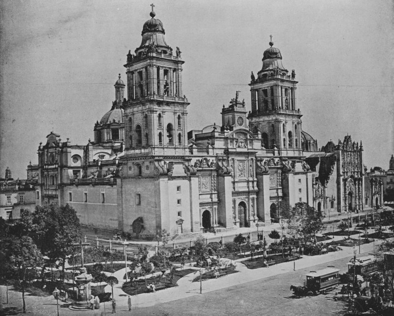 Katedralen, byen Mexico (s/hvitt bilde) av European Photographer
