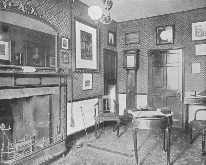 Washington Irvings rom i Red Horse Hotel, Stratford-on-Avon, England (s/hvitt-bilde) av European Photographer