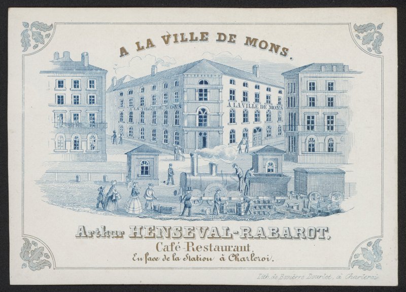 A La Ville De Mons, Arthur Henseval-Rabarot, Cafe Restaurant (gravering) av European School