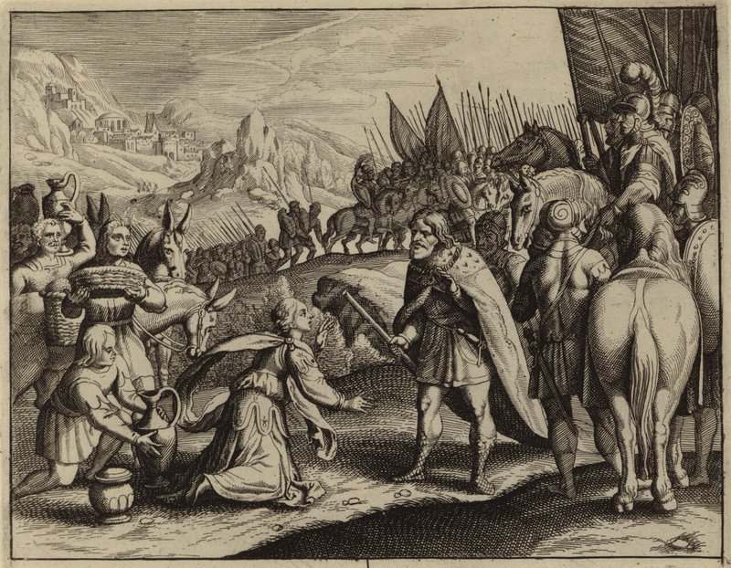 Abigail placating David (engraving)   1319550   no       norwegian Successfully Translated  Original: Woodblock print - Hida, Kagowatashi, No 24, 19th century Translat: Woodblock print - Hida, Kagowatashi, No 24, 19th century 1152437 no norwegian Successfu av European School