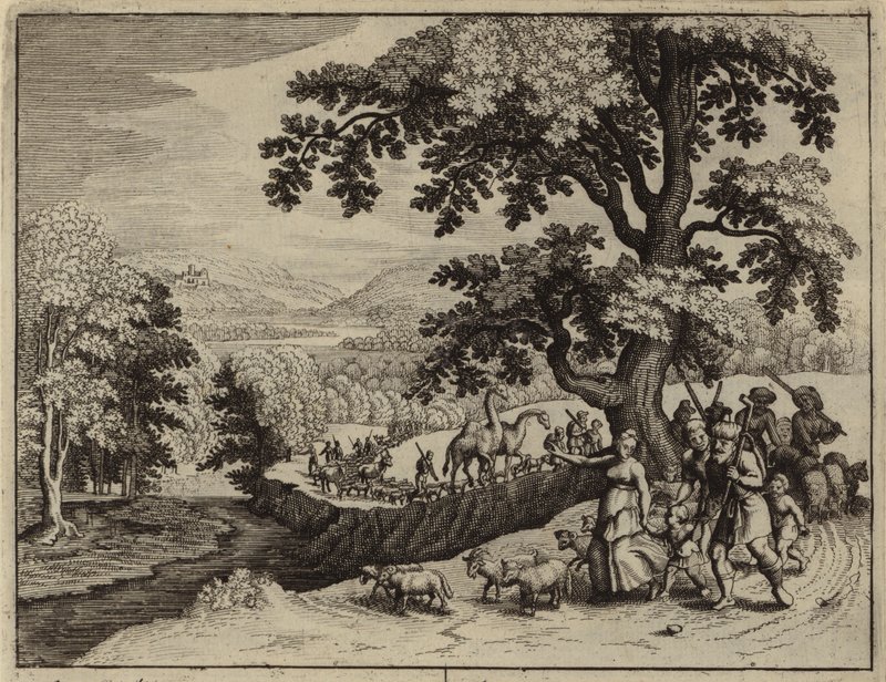 Abraham legger ut på sin reise til Kanaan (gravering) av European School