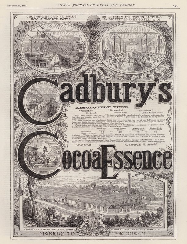 Annonse for Cadbury's Cocoa Essence (gravering) av European School