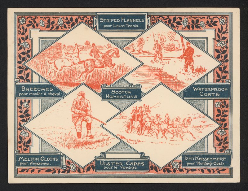 Annonse for en leverandør av utendørsklær (farge litho) av European School
