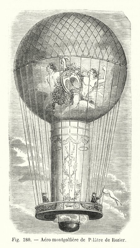 Aero-montgolfiere de Pilatre de Rozier (gravering) av European School