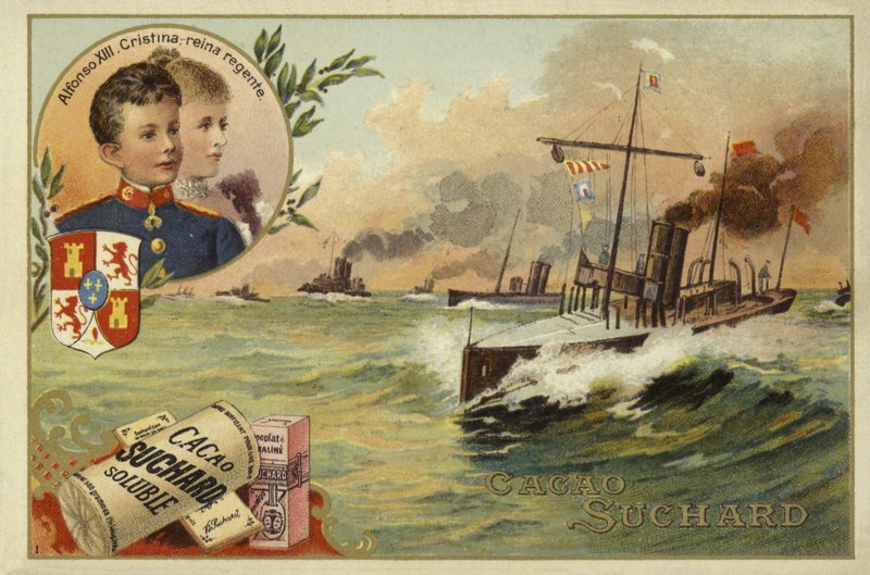 Alfonso XIII av Spania og hans mor, Maria Christina av Østerrike, spansk-amerikansk krig, 1898 av European School