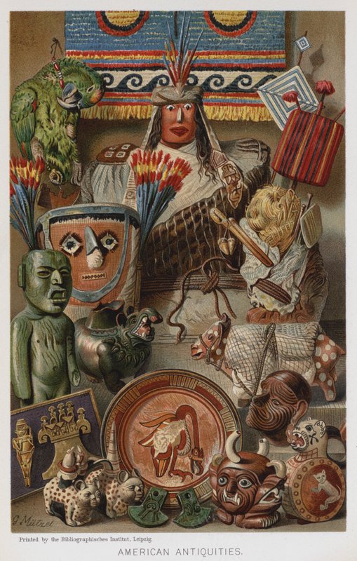 Amerikanske antikviteter (chromolitho) av European School