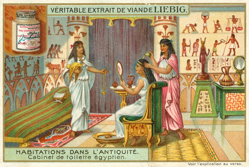 Gammelt egyptisk omkledningsrom (chromolitho) av European School
