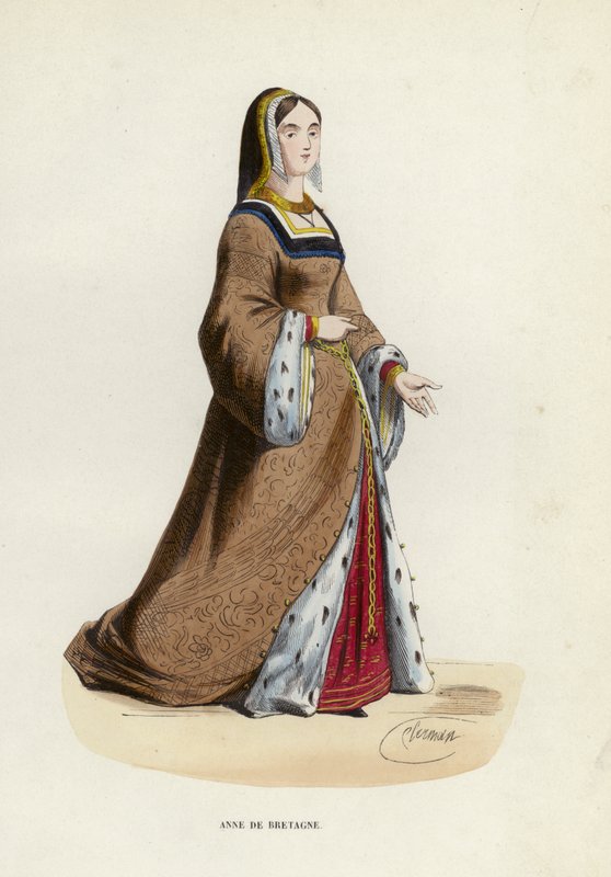 Anne De Bretagne (farget gravering) av European School