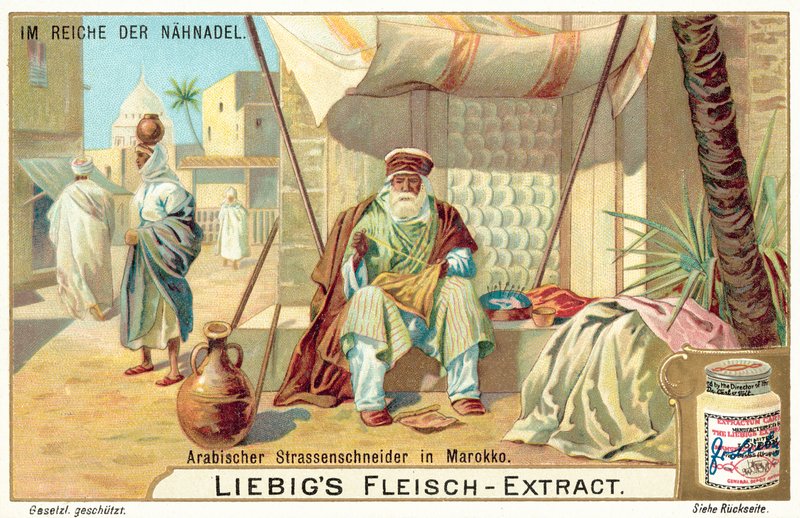 Arabisk gate skredder i Marokko (chromolitho) av European School
