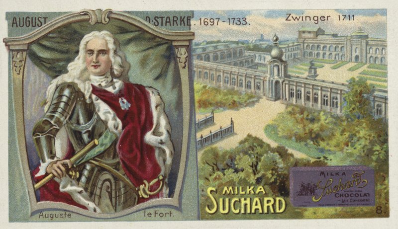 Augustus II den sterke, kongen av Polen, og Zwinger-palasset, Dresden av European School