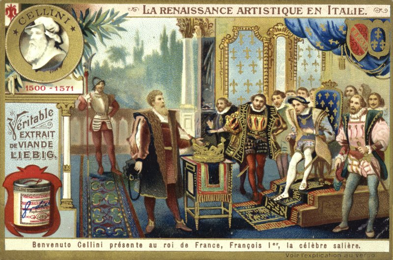 Benvenuto Cellini presenterer saltkjelleren sin til kong Frans I av Frankrike av European School