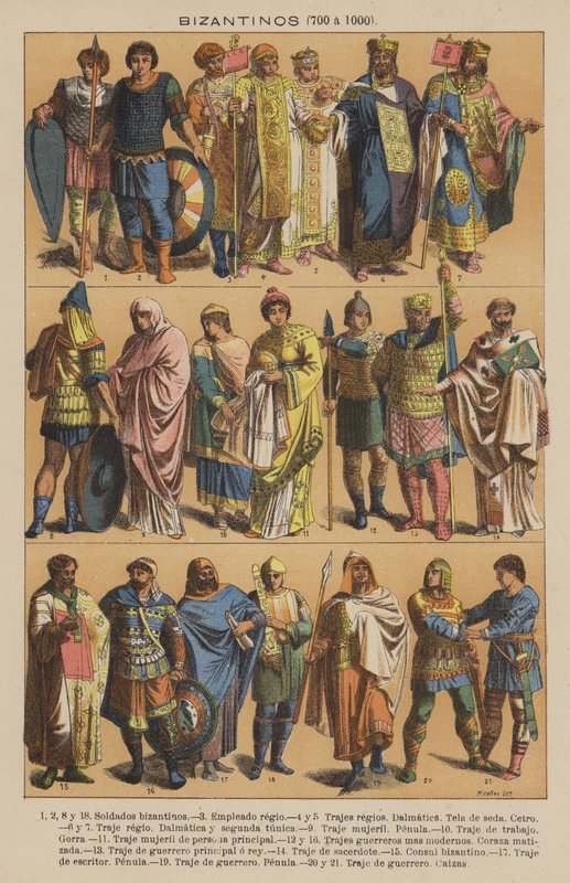 Bysantinere, 700 til 1000 (farge litho) av European School