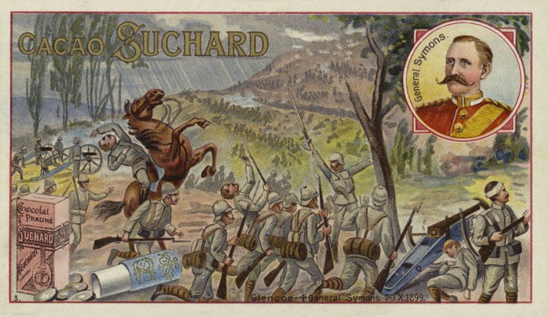 Den britiske generalen Sir William Penn Symons ble dødelig såret i slaget ved Glencoe, Boer War, 20. oktober 1899 av European School