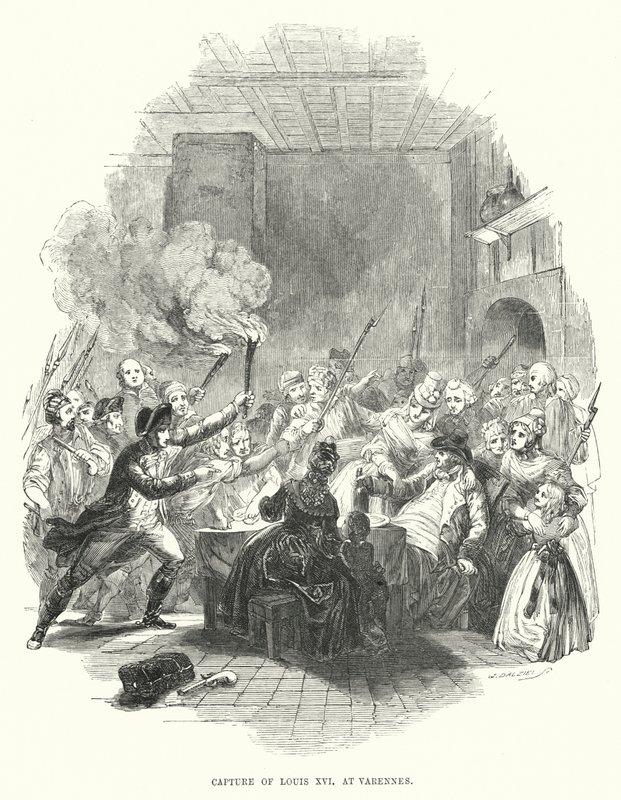 Fangst av Louis XVI ved Varennes (gravering) av European School