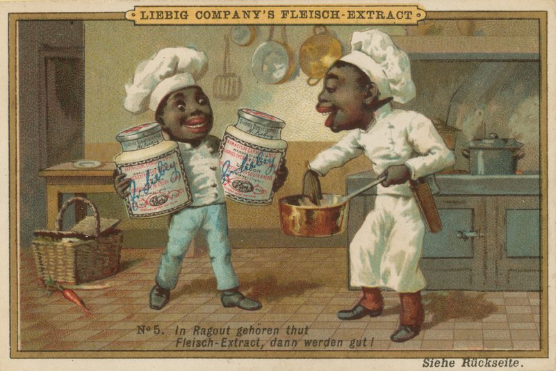 Tegneserie afrikanere lager mat med Leibig-kjøttekstrakt av European School