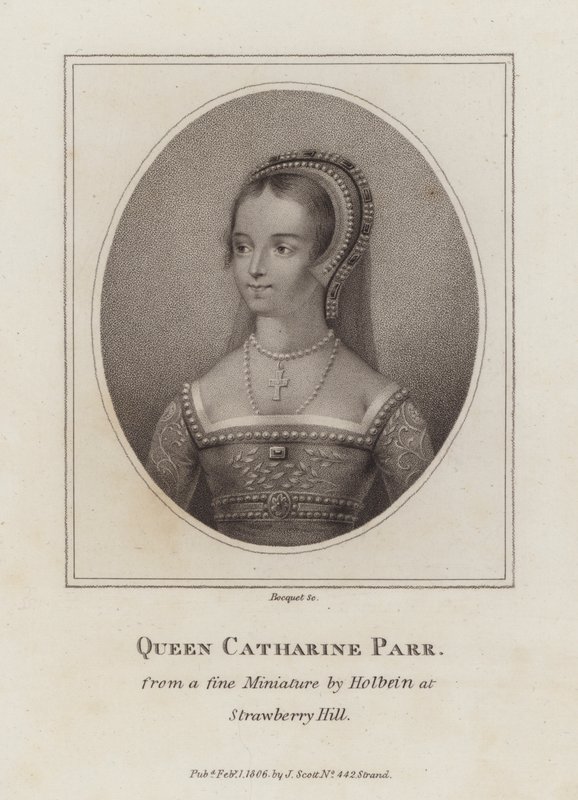 Catherine Parr, sjette kone til kong Henry VIII (gravering) av European School