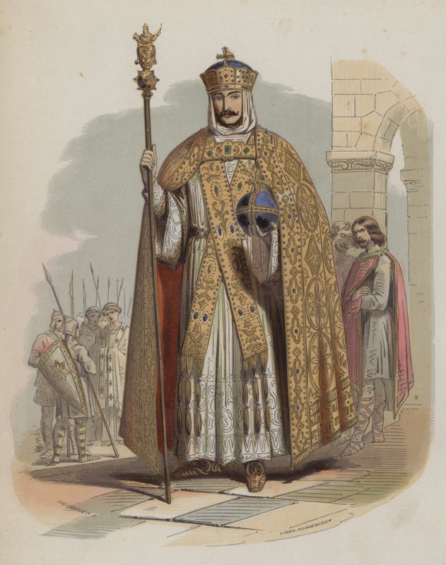 Charlemagne, frankisk konge og hellig romersk keiser (farget gravering) av European School