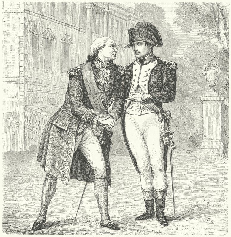 Charles IV av Spania med Napoleon (gravering) av European School