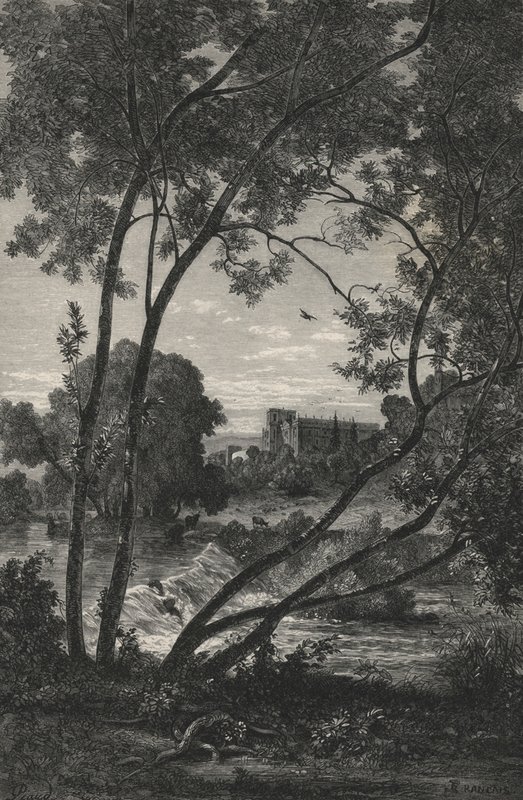 Chatsworth, til hertugen av Devonshire, England (gravering) av European School
