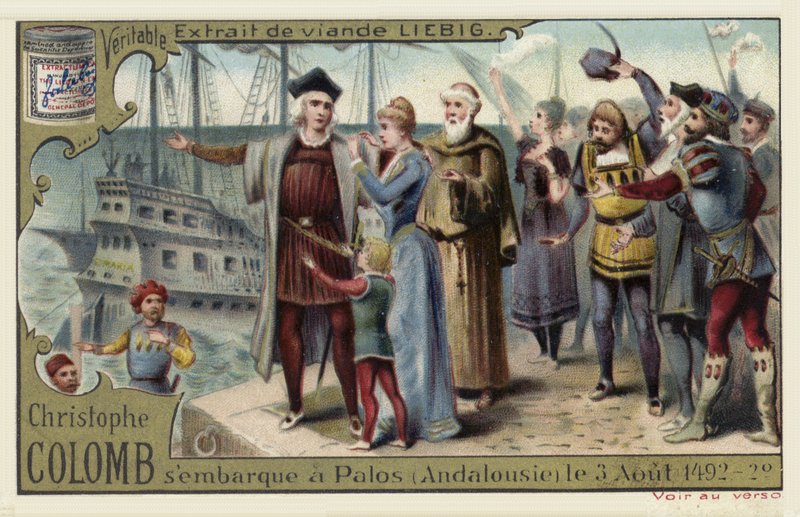 Christopher Columbus legger ut på sin reise til den nye verden, Palos, Spania, 3. august 1492 av European School