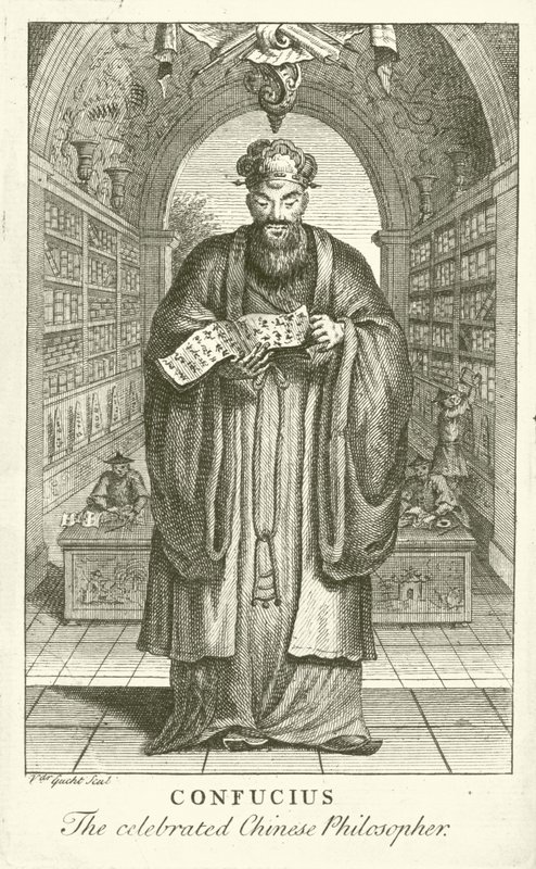 Confucius, den berømte kinesiske filosofen (gravering) av European School