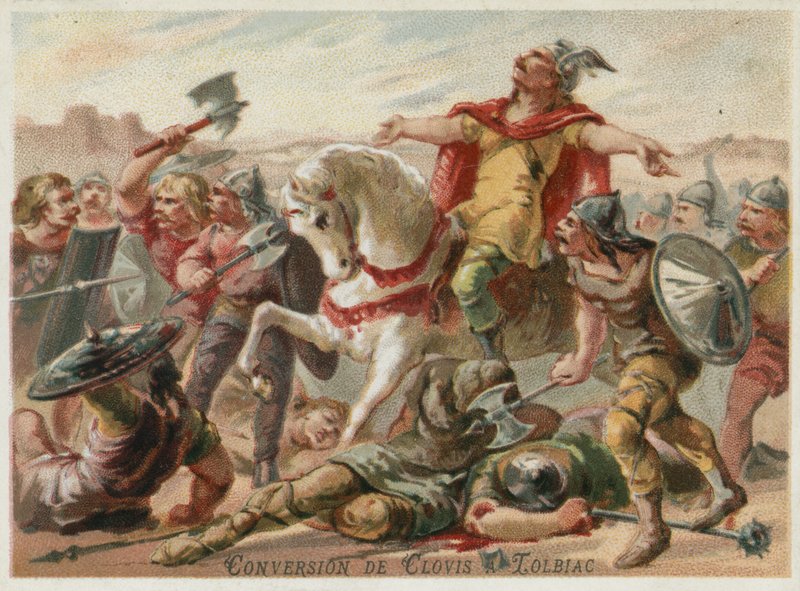 Konvertering av Clovis I til kristendommen i slaget ved Tolbiac, 496 av European School