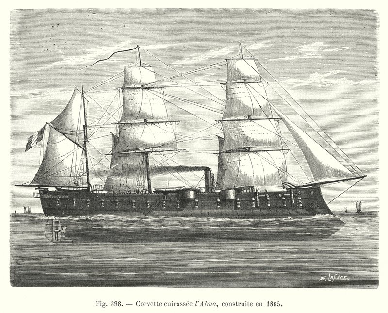 Panserkorvett the Alma, bygget i 1865 (gravering) av European School