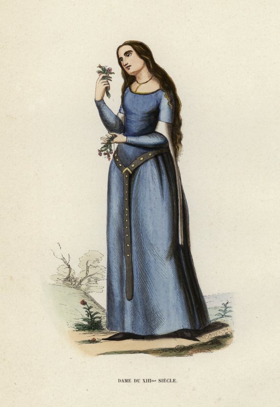 Lady of the XIIIth Century (farget gravering) av European School