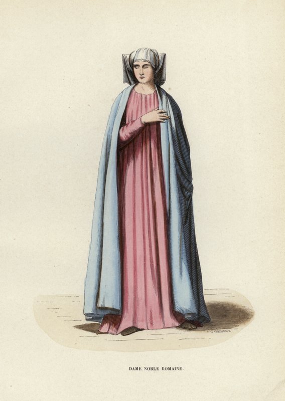 Dame Noble Romaine (farget gravering) av European School