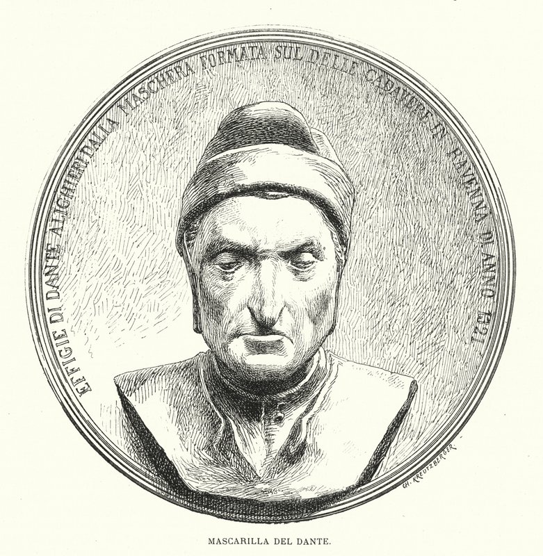 Dødsmaske til Dante Alighieri, middelaldersk italiensk poet (bilde) av European School