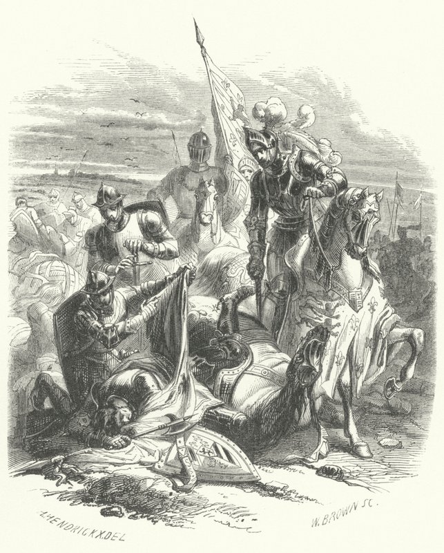 Døden til Anthony av Burgund, hertugen av Brabant, i slaget ved Agincourt av European School