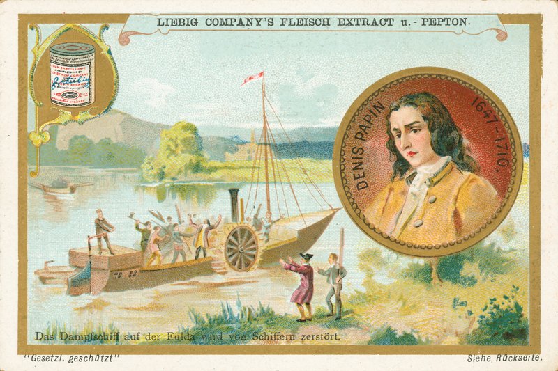 Denis Papin, Liebig-kort, tidlig på 1900-tallet (kromo) av European School