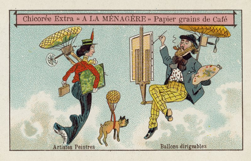 Dirigible ballonger: malere av European School