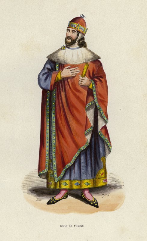 Doge De Venise (farget gravering) av European School