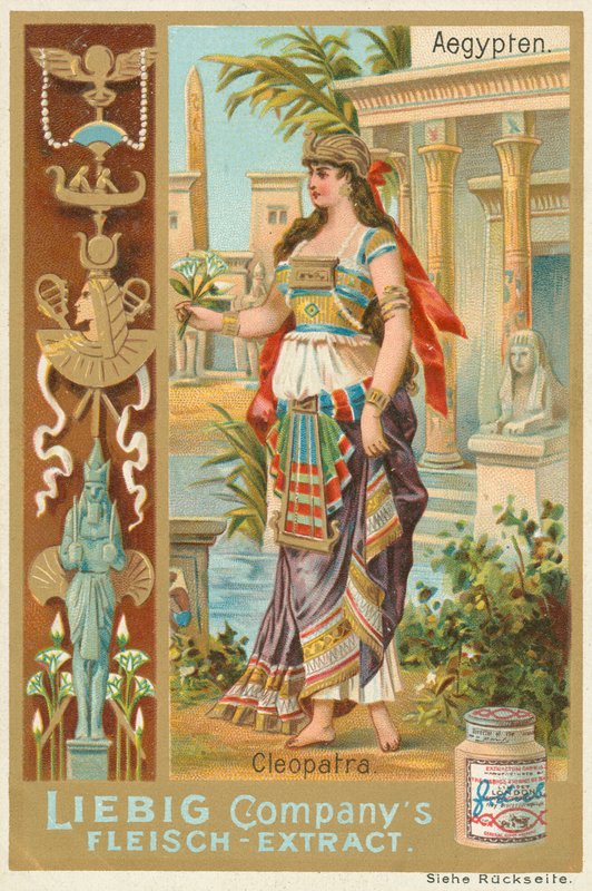 Egypt, Kleopatra, Liebig-kort, tidlig på 1900-tallet (kromo) av European School
