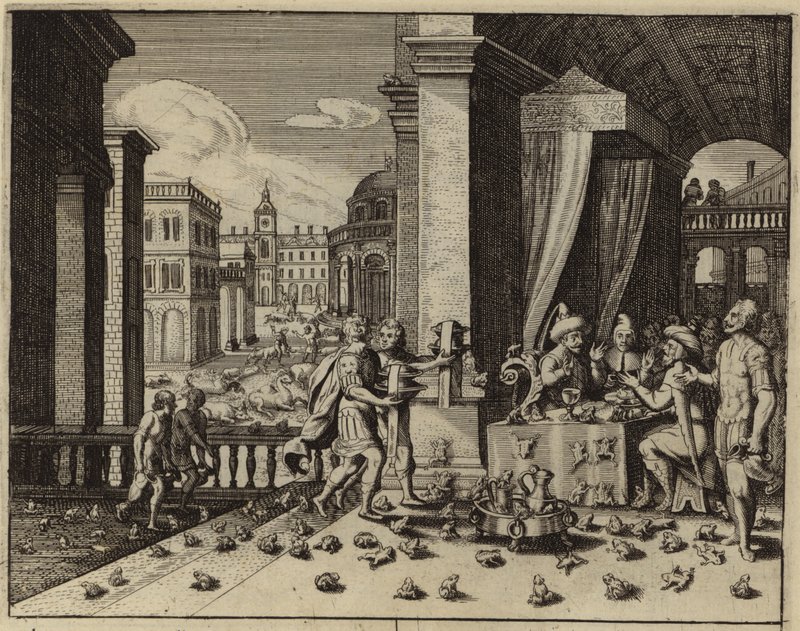 Egypt rammet av froskepesten (gravering) av European School