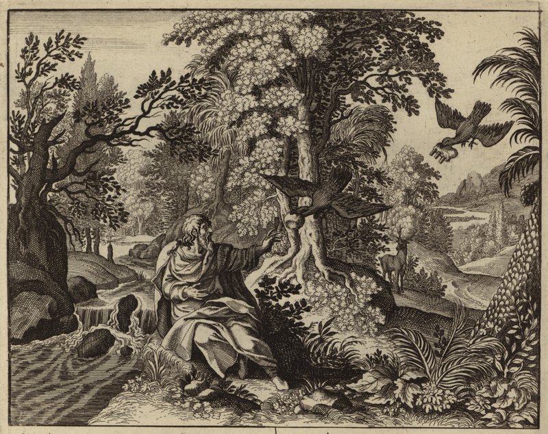 Elias matet av ravner (gravering) av European School