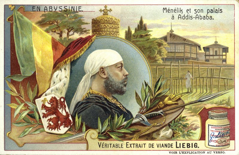 Keiser Menelik II av Etiopia og hans palass i Addis Abeba av European School